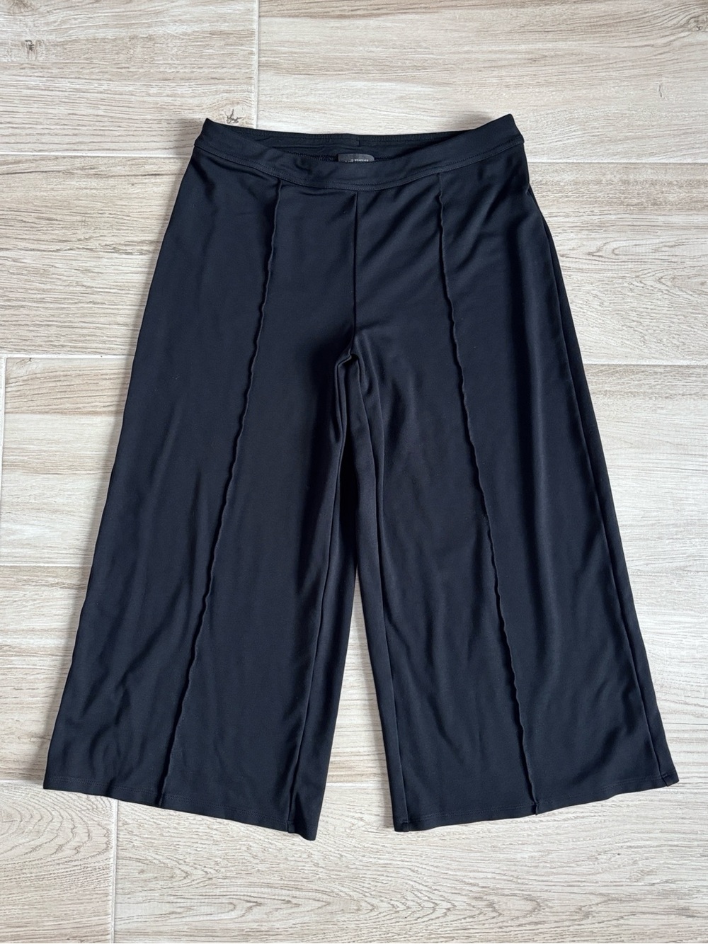 J. Jill Wearever Collection Knit Wide Leg Cropped Stretch Pants Black Size Small